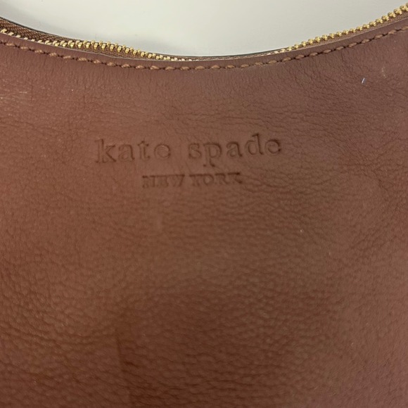 Kate Spade New York Leather Hobo Shoulder Bag Purse Brown Gold Tone Hardware - Picture 10 of 16
